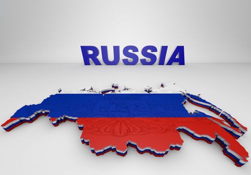 3D illistration of Russia map with flag