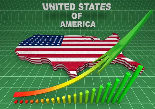 USA. mapped flag in 3D Illustration politics and patriotism.