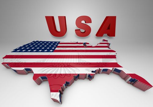 USA. mapped flag in 3D Illustration politics and patriotism.