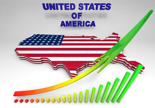 USA. mapped flag in 3D Illustration politics and patriotism.