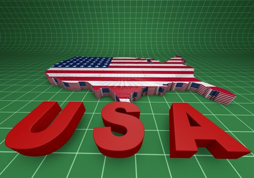 USA. mapped flag in 3D Illustration politics and patriotism.