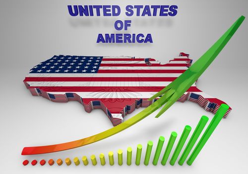 USA. mapped flag in 3D Illustration politics and patriotism.