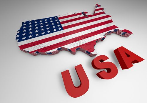 USA. mapped flag in 3D Illustration politics and patriotism.