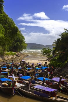 Low Tide and Boats in Krabi Province, Thailand