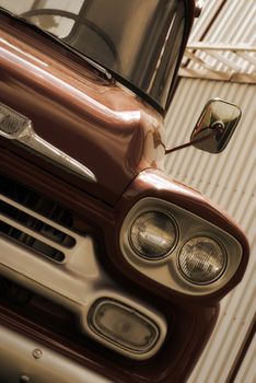 A well maintained vintage truck that has been beautifully restored to the very last detail.