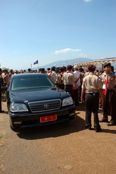 Jatinangor, Indonesia - July 9, 2007: West Java Governor car parked at Jatinangor Camp Area, Sumedang-Indonesia.