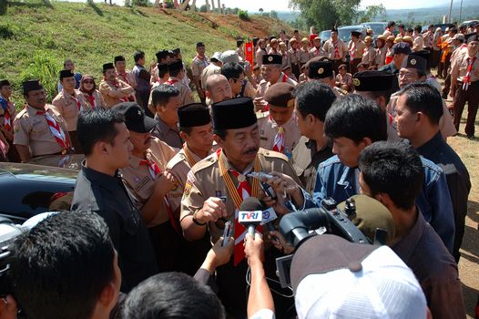 Jatinangor, Indonesia - July 9, 2007: West Java Governor-R.Nuriana attending Regional Rover Moot that held in Jatinangor Camp Area, Sumedang-Indonesia.