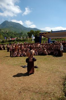 Jatinangor, Indonesia - July 9, 2007: Indonesian rover scout gathered together to attend Regional Rover Moot at Jatinangor Camp Area, Sumedang-Indonesia.