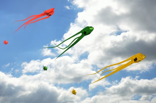 Group of three space invader kites