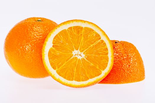 cut fruit of orange isolated on white background