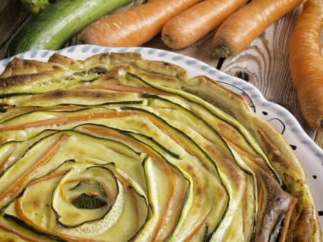Tarte with carrots, courgette and bechamel