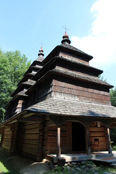 nice wooden and old church in village of Western Ukraine