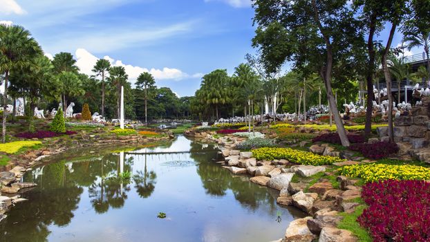 Ponds in Nong Nooch Garden. Chon Buri, Thailand  16x9