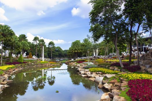 Ponds in Nong Nooch Garden. Chon Buri, Thailand