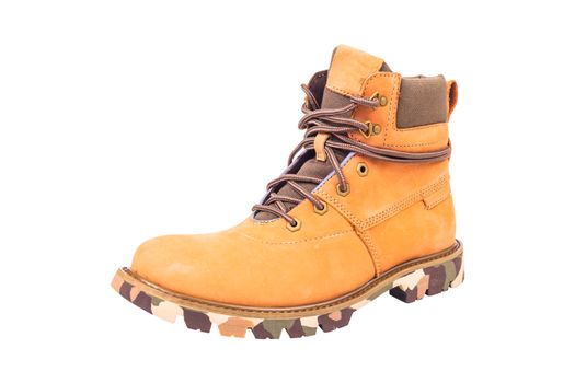 boots brown color on white background