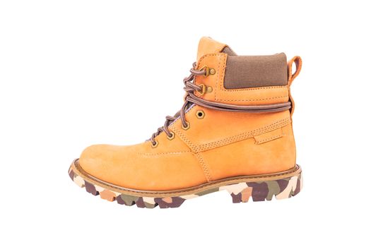 boots brown color on white background