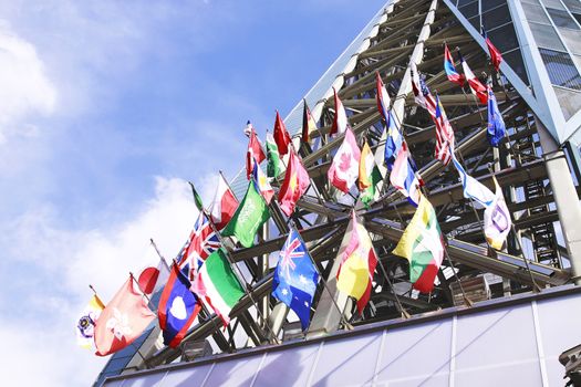 International Flags blowing in the wind