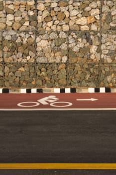 Bicycle road sign and arrow in outdoors