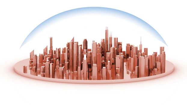 This white model of a city shows the distribution of neighborhoods