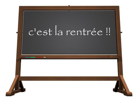 School blackboard french back to school isolated in white background - 3D render