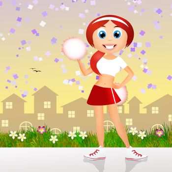 illustration of cute happy cheerleader