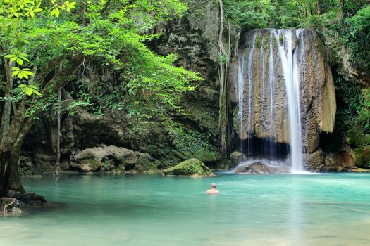 Deep forest waterfall