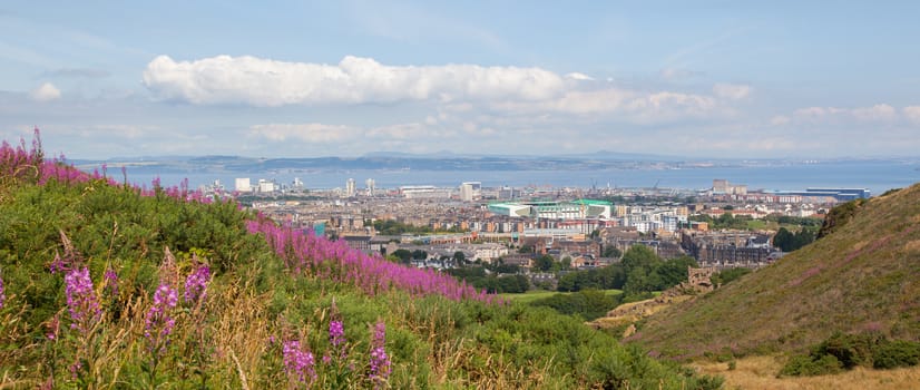 Panorama of Edinburgh from, modern and old fashioned