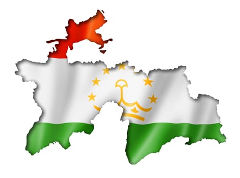 Tajikistan flag map, three dimensional render, isolated on white