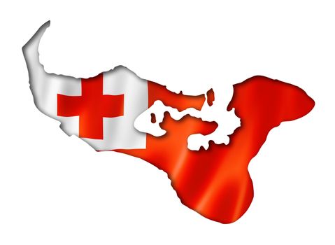 Tonga flag map, three dimensional render, isolated on white