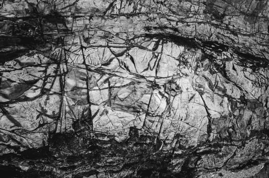 Stone or rock background in the sea in Thailand black and white