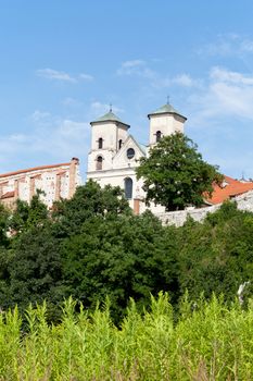 The Benedictine Abbey in Tyniec in Poland on blue sky background