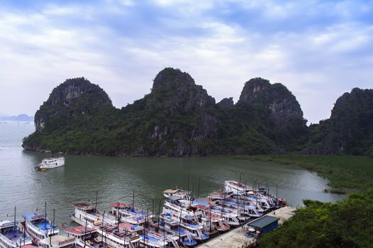 Bay near Dong Thien Cung Cave. Ha Long Bay, Vietnam. 