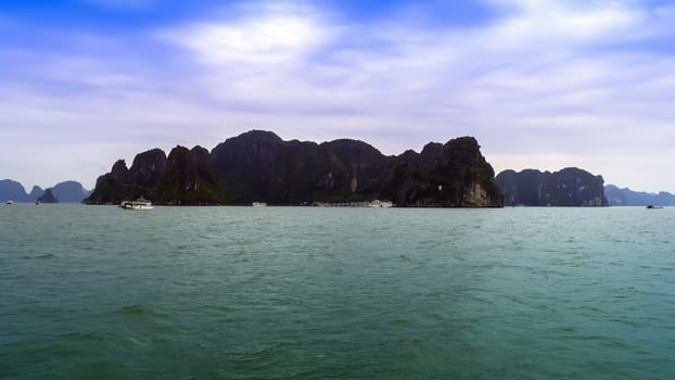 Dong Thien Cung Cave Island in Ha Long Bay, Vietnam.