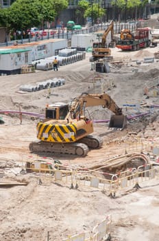 the tractor in building site , Hongkong