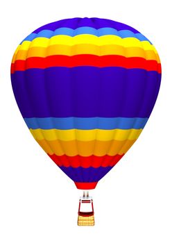 3D digital render of a colorful hot hir balloon  isolated on white background