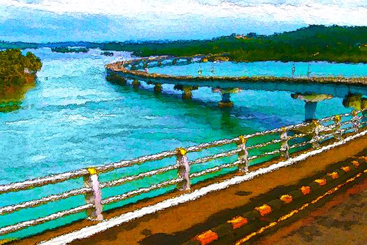 Creative painting of a winding bridge, which can be use as background, backdrop or design etc.