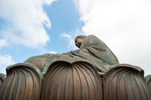 Ngong Ping Plateau, Hong Kong-July 4th,2014: Giant buddha on Lantau Island, a large bronze statue