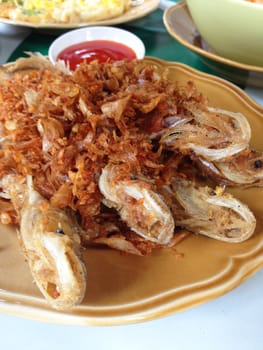 closed up the fried fish on a dish