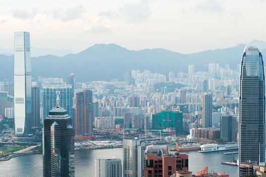 the view of city and sea in Hongkong