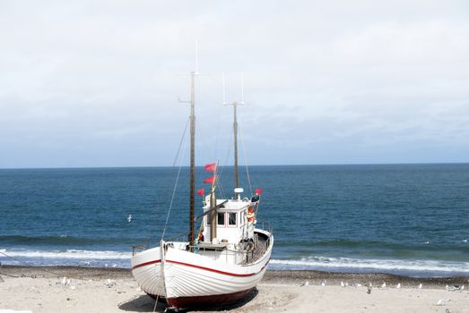 Fishing boat on the beach in Denmark