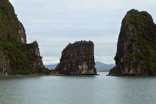 Three Rocks in Ha Long Bay, Vietnam.