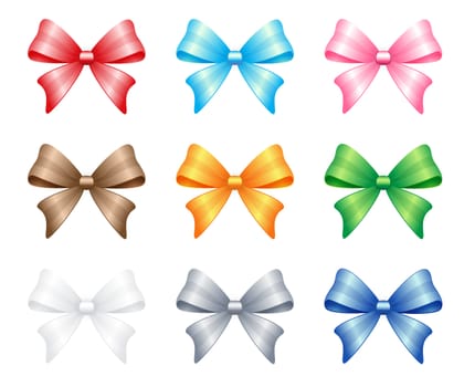 multi colored bows set from nine bows on holiday's theme