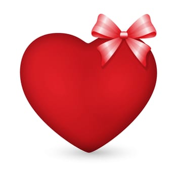 red heart with little red  bow