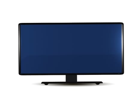 illustration, modern black television set on white background