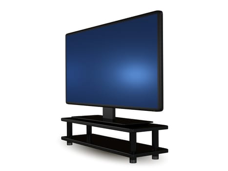 illustration, modern black television set on white background