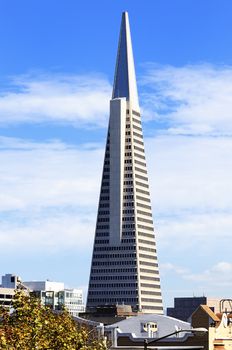 SAN FRANCISCO - CIRCA OCTOBER 2012: The Transamerica Pyramid in San Francisco, circa August 2012. Designed by W. Pereira, upon completion in 1972 it was among the 5 tallest buildings in the world 