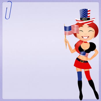 illustration of American girl cartoon