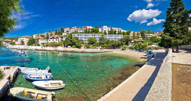 Town of Hvar turquoise waterfront view, Dalmatia, Croatia