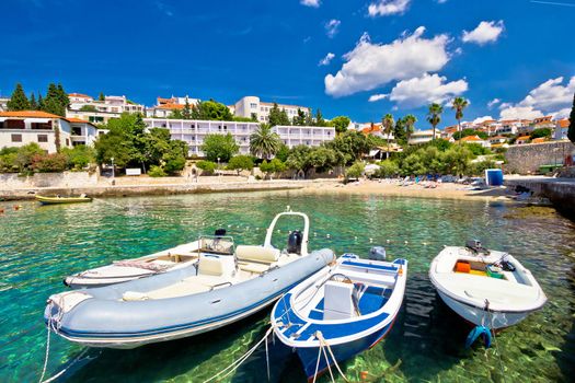 Island of Hvar turquoise beach in town, Dalmatia, Croatia