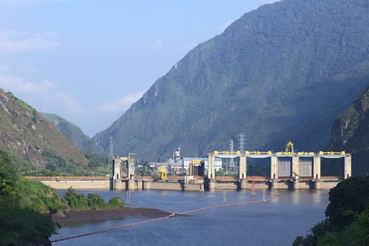 AGOYAN, ECUADOR - FEBRUARY 18, 2014: The Agoyan hydroelectric power plant at the River Pastaza on February 18, 2014 close to Banos, Ecuador. 